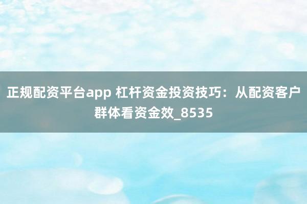 正规配资平台app 杠杆资金投资技巧：从配资客户群体看资金效_8535