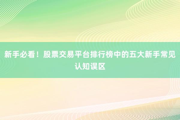 新手必看！股票交易平台排行榜中的五大新手常见认知误区