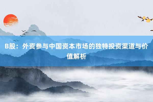 B股：外资参与中国资本市场的独特投资渠道与价值解析